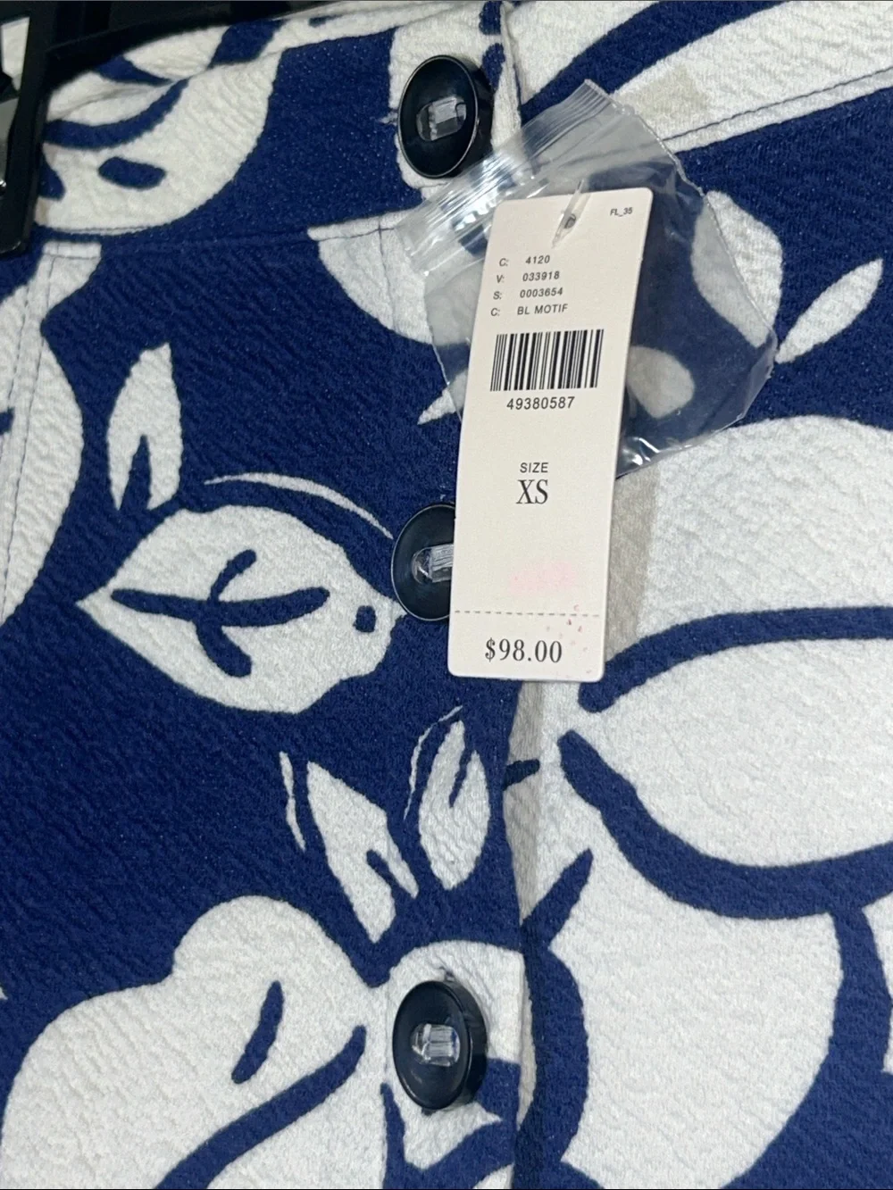 Maeve by Anthropologie Navy & White Floral Button-Front Women's Dress
